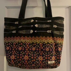 NATURAL LIFE Black Tote with Colorful Patterns